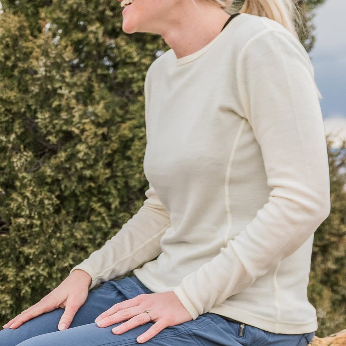 Midweight Women's Wool Crew Top - 100% Merino Wool