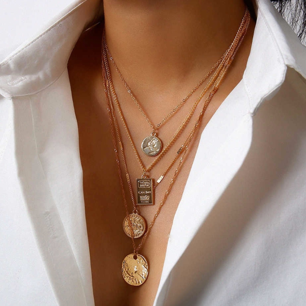 Cora Coin Layered Necklace Set