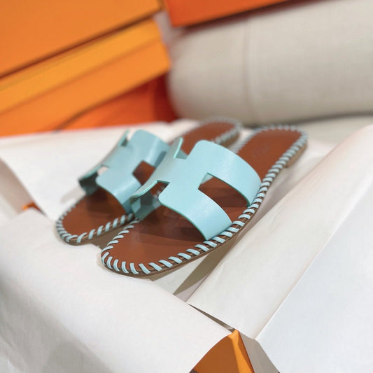 0RAN SANDAL Braided Calfskin BLUE SKY