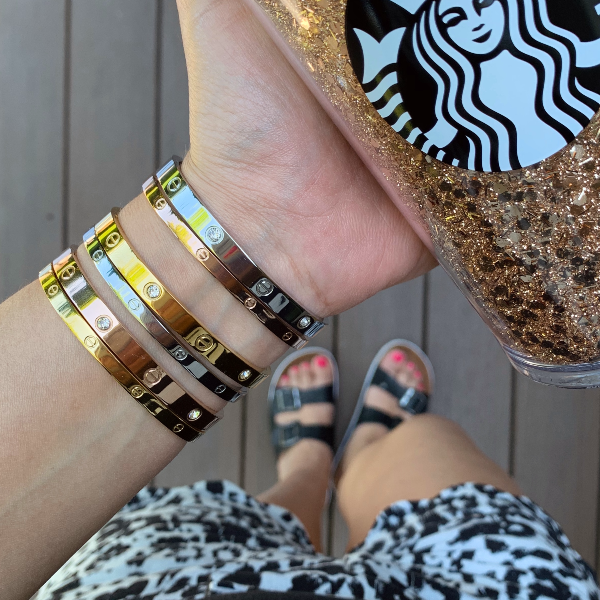 Amour Slim + Stones Bracelets - Stainless Steel