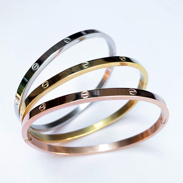 Amour Slim + Stones Bracelets - Stainless Steel