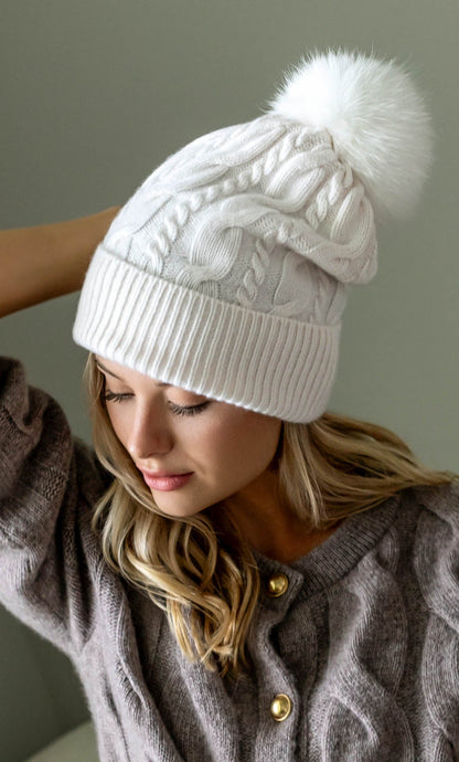 Cable-Knit Cashmere Beanie
