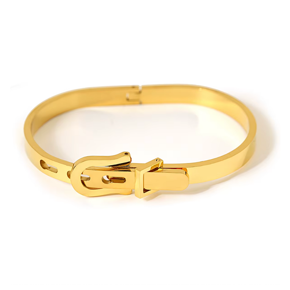 Chunky Belt Bangle Bracelet - Stainless Steel