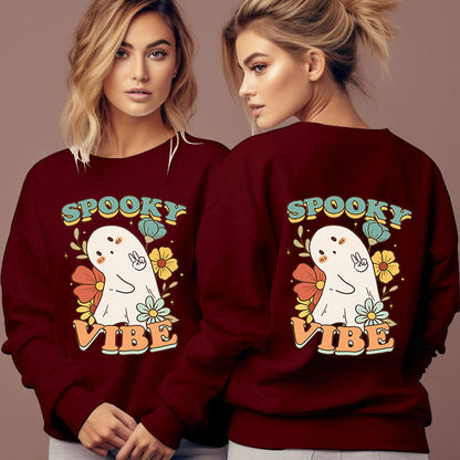 Women's Spooky Vibe Print Hoodies Fashion Cartoon Flower Gho