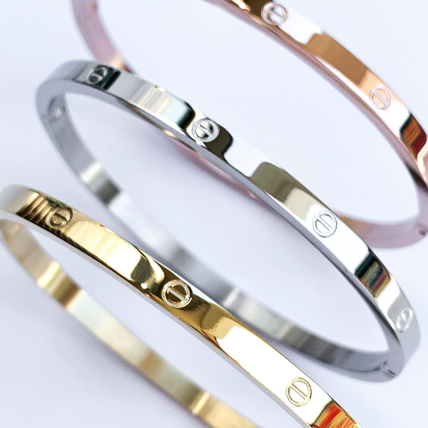 Amour Slim + Stones Bracelets - Stainless Steel
