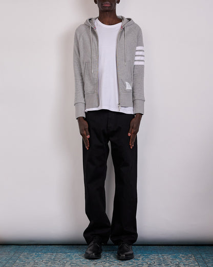 Thom Browne Classic Loopback 4 Bar Zip Hoodie Light Grey
